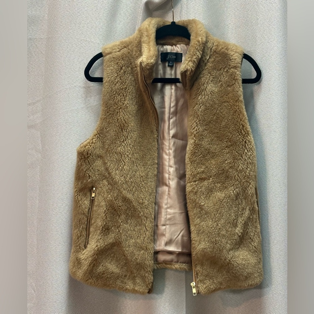 J. Crew Camel Faux Fur Vest
